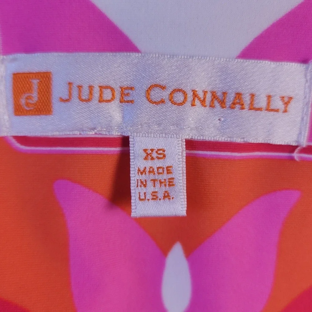 Jude Connally Made in USA Shift Dress Geometric Floral Sz XS *Runs Big* HG4514‎